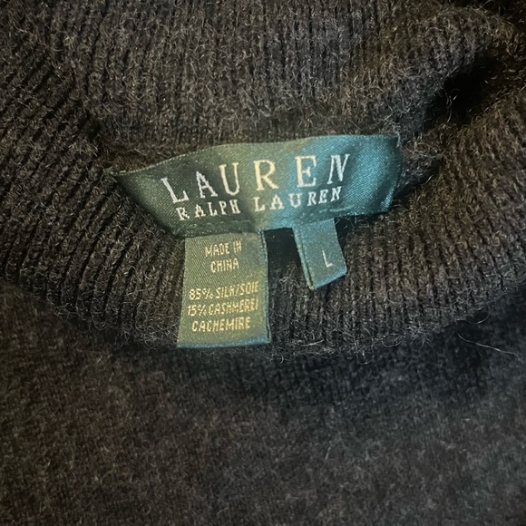 Lauren Ralph Lauren Turtleneck Sweater Silk Cashmere Charcoal Grey Size Large - Picture 4 of 5